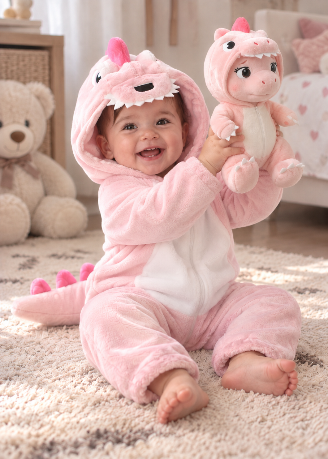 Happy child wearing Dinouz